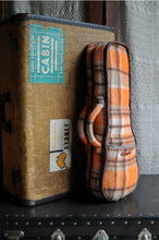 Load image into Gallery viewer, Ukulele Case Repurposed Blanket in Orange &amp; Brown - Ready to Ship

